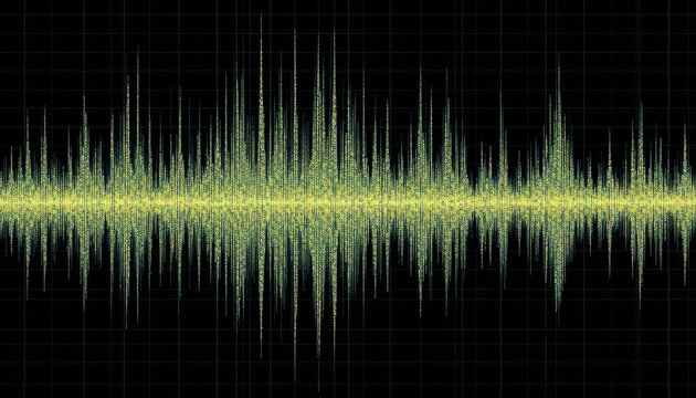 Abstract audio visualizer with vibrant green waveforms against black background, ideal for music
