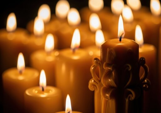 Warm glow of numerous lit candles creating a serene and inviting ambiance