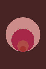 Modern abstract geometric art in retro style in pink, terra, brown. Bauhaus inspired wall decor.