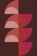 Modern abstract geometric art in retro style in pink, terra, brown. Bauhaus inspired wall decor.