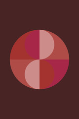 Modern abstract geometric art in retro style in pink, terra, brown. Bauhaus inspired wall decor.