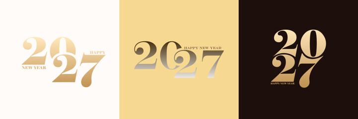 Elegant 2027 gold typography designs for modern branding. Stylish gradient number layouts perfect for New Year themes. Luxe metallic text art ideal for posters, cards, and digital graphics.