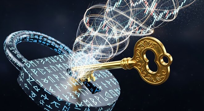 Golden key unlocking data protection and security concept - Powered by Adobe