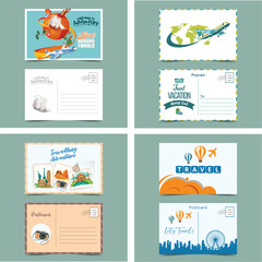 Travel Adventure Postcard Design Set