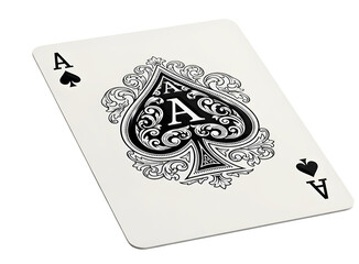 Ornate ace of spades playing card for gambling theme isolated on transparent background
