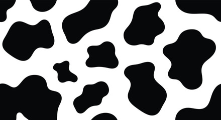 Black and white cow print pattern seamless texture background