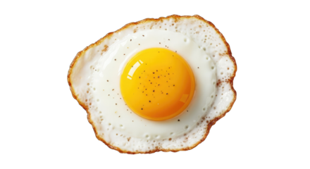 Perfectly cooked sunny side up fried egg isolated on transparent background