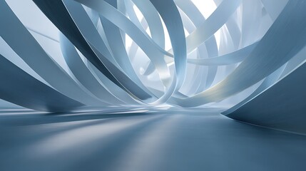 abstract labyrinth slowly unraveling into open space filled with soft light, metaphor for mental clarity, minimal modern composition, blue-gray gradient tones, v7 