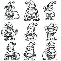 Christmas Santa Claus characters doodle sketch illustration