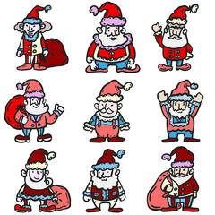 Christmas Santa Claus characters doodle color illustration