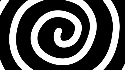 Monochrome hypnotic spiral pattern creating an optical illusion of spinning motion. Abstract black and white vector vortex graphic background