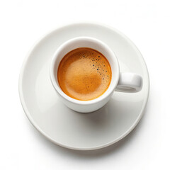 Obraz premium Minimal espresso cup on white background, modern style, isolated, clean, fresh, inviting