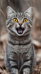 Obraz premium Surprised Tabby Cat Portrait