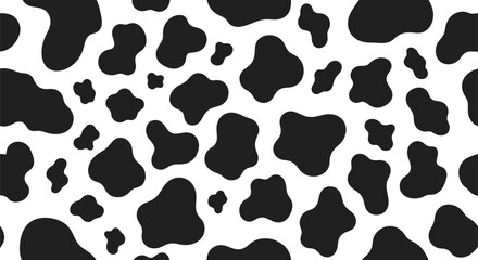 Black and white cow print pattern seamless texture background