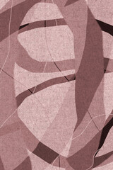 Modern abstract minimalist art. Lines and shapes in warm brown colors. Brush strokes and thin white lines on paper textured background.