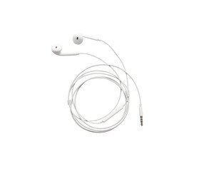 White modern headphones isolated on white background. Copy space