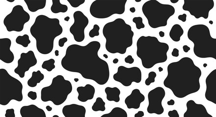 Black and white cow print pattern seamless texture background