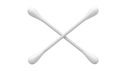 Two white tipped applicators crossed in an 'X' shape against a dark background