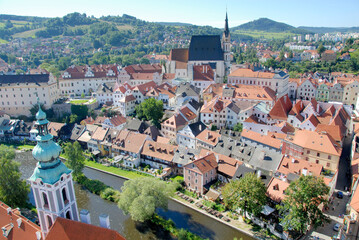 Bird view of Cesky Krumlov a city in the Czech Republic
