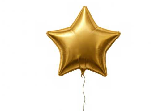 Gold star balloon floating with metallic shine, celebrating success, awarding achievement, and decorating for special party events - Powered by Adobe