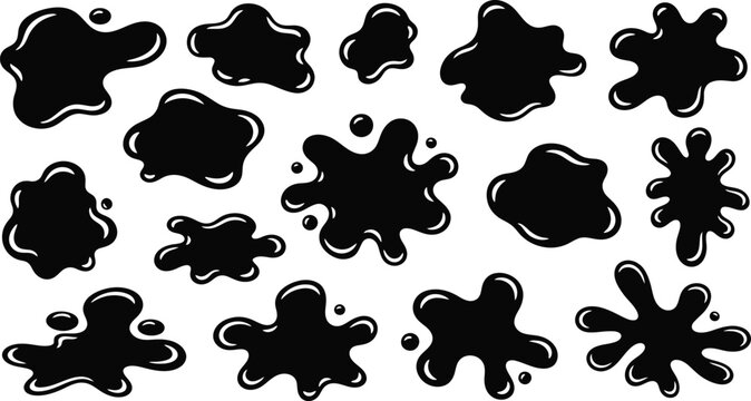 abstract organic blob shapes set. Wavy elements bubbles and drops in trendy y2k style. Random blob shapes. Organic blobs set. Rounded abstract organic shapes