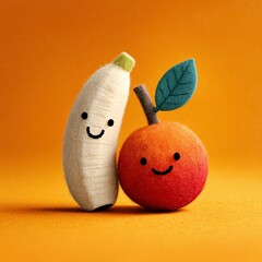 banana and orange smiling