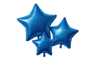 Obraz premium Blue star balloons floating, celebrating success, achievement, and special events with shiny foil decorations