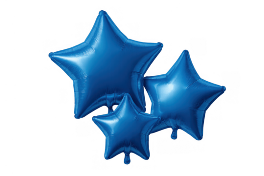 Blue star balloons floating, celebrating success, achievement, and special events with shiny foil decorations - Powered by Adobe