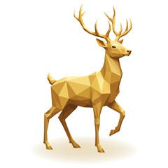 Luxury Golden Polygonal Reindeer Stag Full Body
