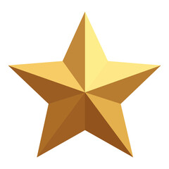 Shining Golden 3D Star on White Background