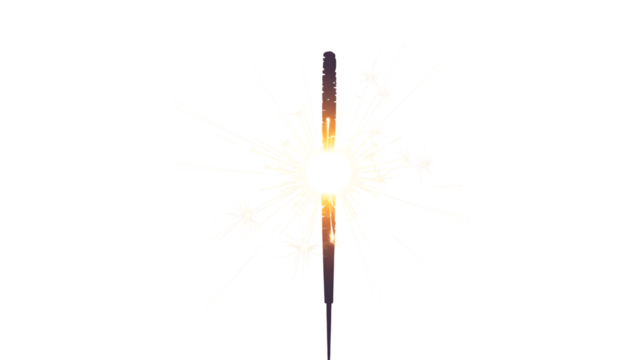 Sparkler Firework – Transparent PNG, Glowing Celebration Element for New Year, Birthdays & Event Graphics.