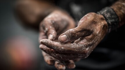 Close-Up of Weightlifter Chalking Hands Pre-Competition
