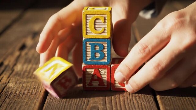Building a foundation for learning with ABC wooden blocks concept