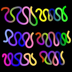 set of abstract gradient line art
