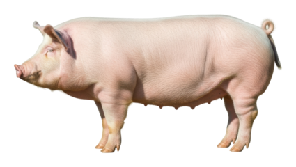Pig walking in farmyard animal rural environment isolated on transparent background