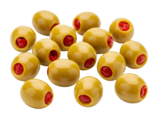Stuffed green olives gourmet snack kitchen food isolated on transparent background