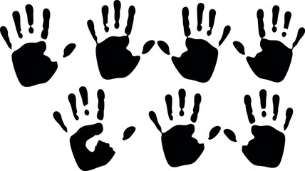 Fototapeta premium Black handprints arranged in two rows vector illustration for creative design or background use
