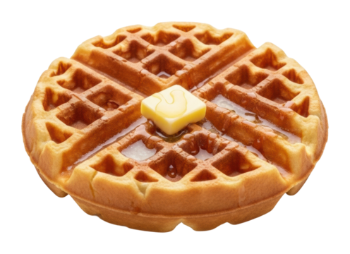 Delicious waffle breakfast kitchen food bright lighting isolated on transparent background