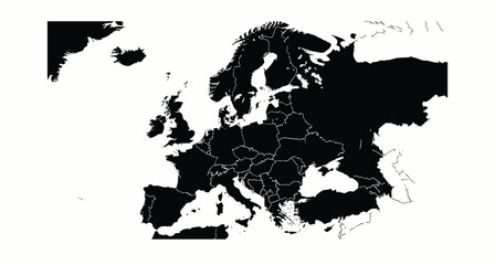 Europe map silhouette with country borders