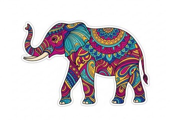 Beautiful Colorful Elephant with Intricate Patterns in a Vibrant Background