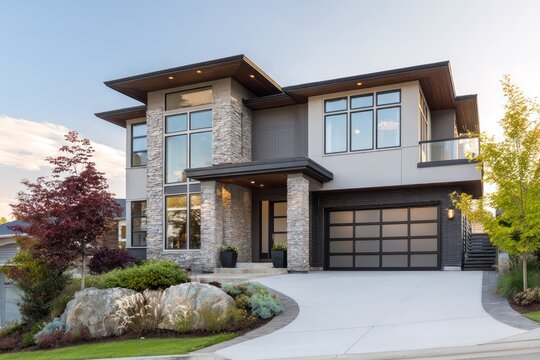 New Construction of a Contemporary Two-Story House - Powered by Adobe