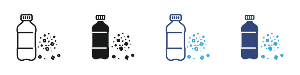 Microplastics icon set, vector illustration . 