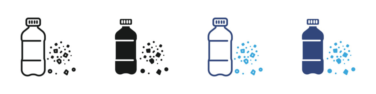 Microplastics icon set, vector illustration . 