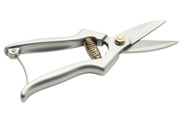 Professional sharp pruning shears for gardening and floristry on a transparent background