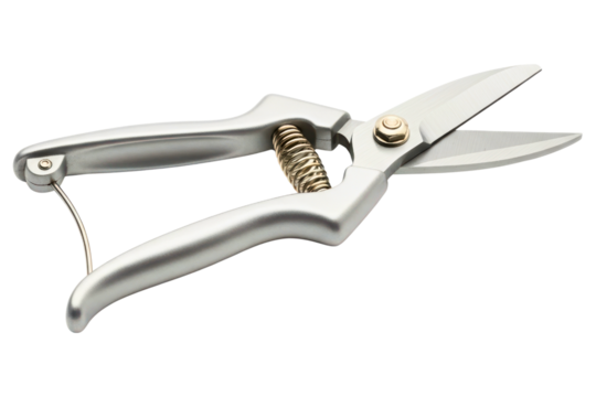 Professional sharp pruning shears for gardening and floristry on a transparent background