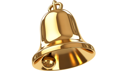 Shiny Gold Bell, Transparent PNG, Elegant Celebration Icon for Holidays, Awards & Branding Design.