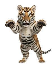 Obraz premium Tiger cubs interacting playfully a portrait of wildlife conservation isolated on transparent background