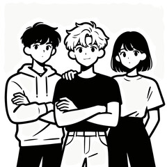 Monochromatic Flat design icon set with geometric shapes