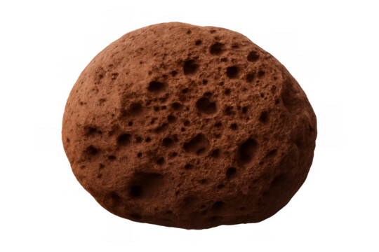 Meteorite or asteroid falling from space, showing a celestial body with craters on a transparent background