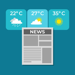 Weather news newspaper icon illustration design vector